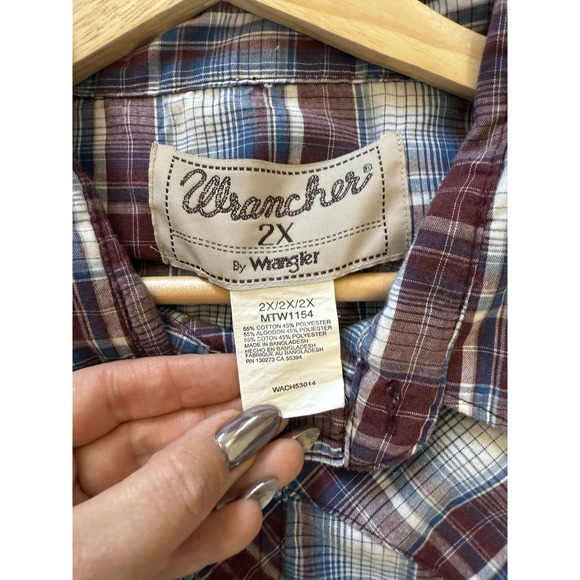 Wrangler Wrancher Plaid Shirt Lot Bundle‎ Mens 2X Pearl Snap Long Sleeve Western - Picture 5 of 7